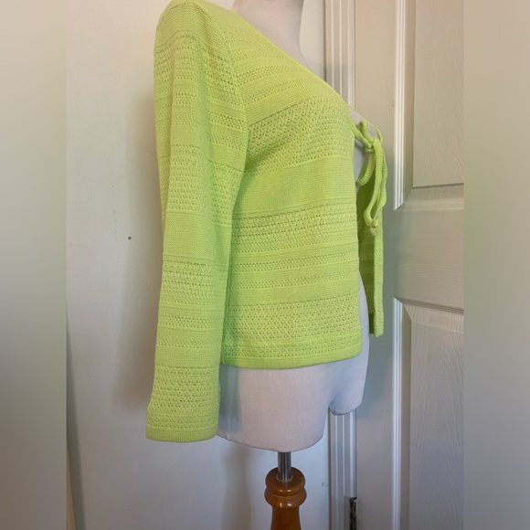 Dolcezza Lime Green Knit Cardigan - Picture 4 of 10